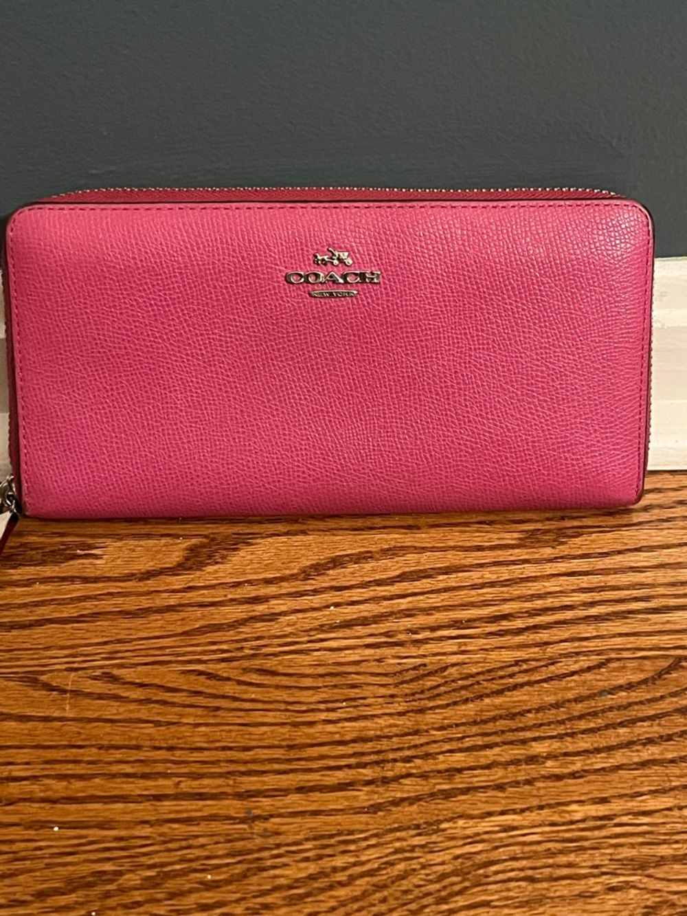 Coach Pink Leather Accordion Zip Around Wallet